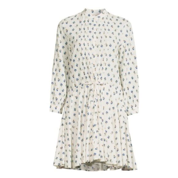 Zadig & Voltaire Ranil Light Flower Long Sleeve Cotton Blend Dobby Dress NWOT - Picture 6 of 9